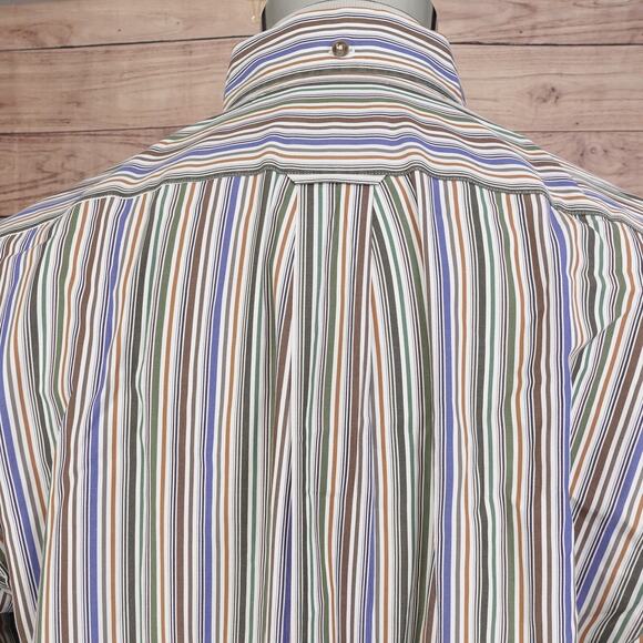 FACONNABLE STRIPED 100% COTTON BUTTON DOWN SHIRT MENS SIZE M MEDIUM - Picture 5 of 6